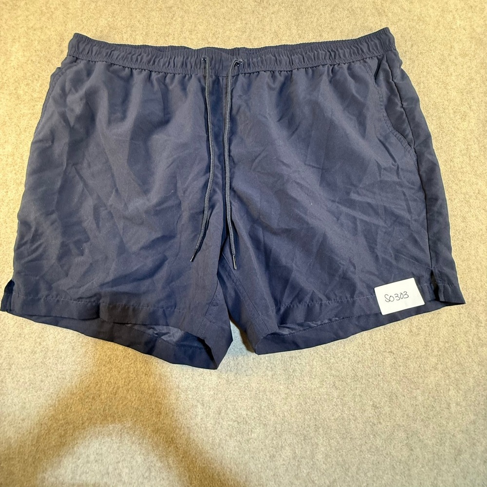 George Mens Navy Blue Swim Trunks Mesh Lined Drawstring Shorts 2XL 44-46